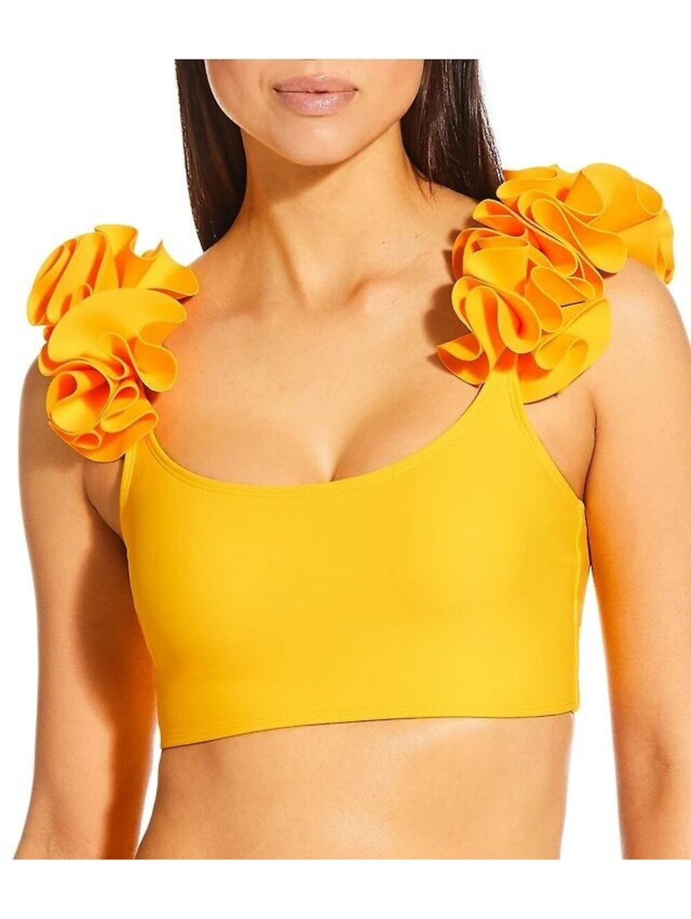Antonio Melani Yellow Rosette Ruffle-Strap Bikini Set Swimsuit Size S